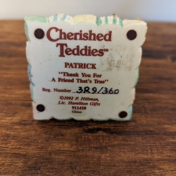 Vintage enesco cherished teddies PATRICK "Thank you for A friend that's true" - Picture 5 of 5